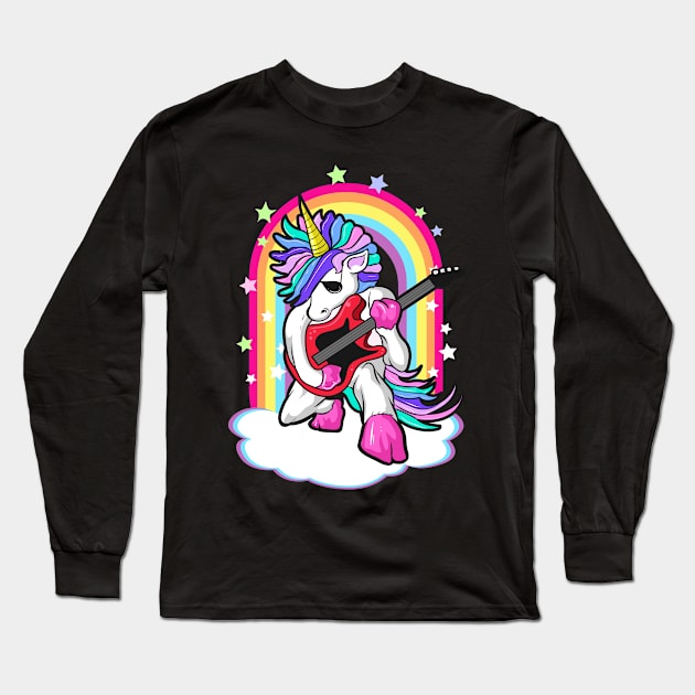 Unicorn Guitarist Guitar Player Musician Long Sleeve T-Shirt by E